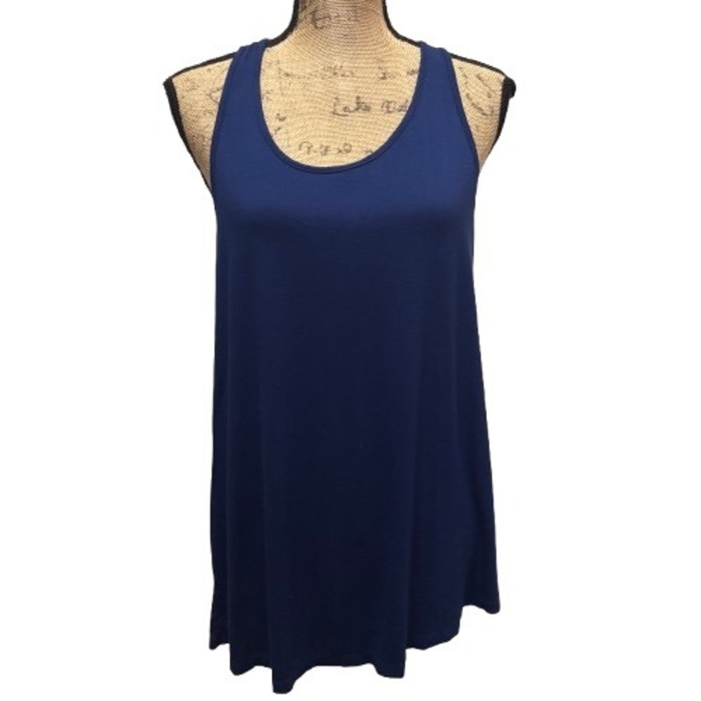 Zelos Womens Twist Back Athletic Tank Top Navy Blue Scoop Neck Size Large